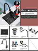 Household Black Sink for Kitchen Italian Metal Dry Handmade Kitchen Sinks Simple Small Light Luxury Kitchen Sinks for Bar