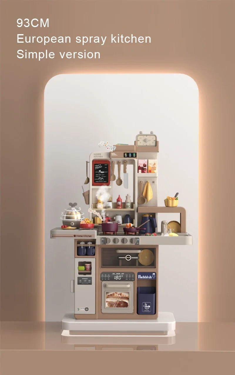 93cm Children's Kitchen Kids Toys, Kids Kitchen Cooking Set Gift Box for Girls, Luxury Version Tableware Set, 88 Accessories