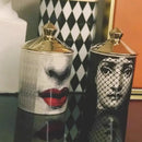 Gold Handmade Ceramic Empty Candle Holder Incense Candles Jar Lady Face Red Lip Cup Living Room Ornaments Home Decoration Box Cr