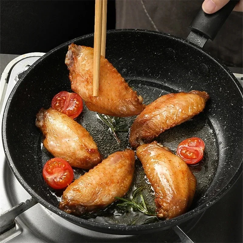 Durable Stone Frying Pan19/21/23/25cm Wok Non-stick Pan Skillet Cauldron Induction Cooker Pans Pancake Egg Gas Stove Home