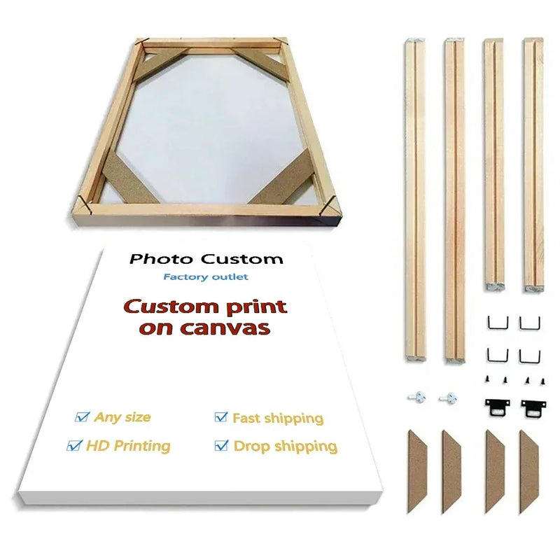 YWDECOR Custom Painting Canvas HD Print Customized Your Picture Personalized Wall Art Poster Photos for Living Room Home Decor