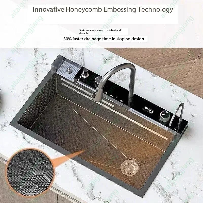 Newest 5MM thickness Home European Standard Built-In Black Nano Undermount Stainless Steel kitchen sink