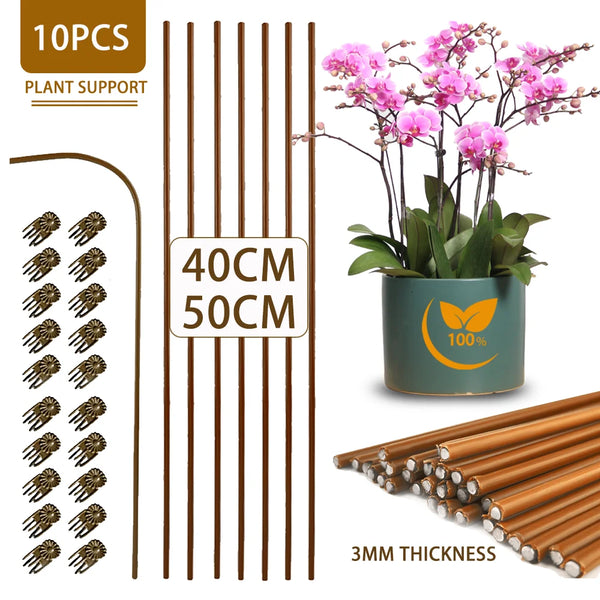 10Pcs Bendable Plant Stakes,16in/19.65in Garden  Single Stem Plant Support Stakes for Indoor Plants,Potted Plants,Flowers