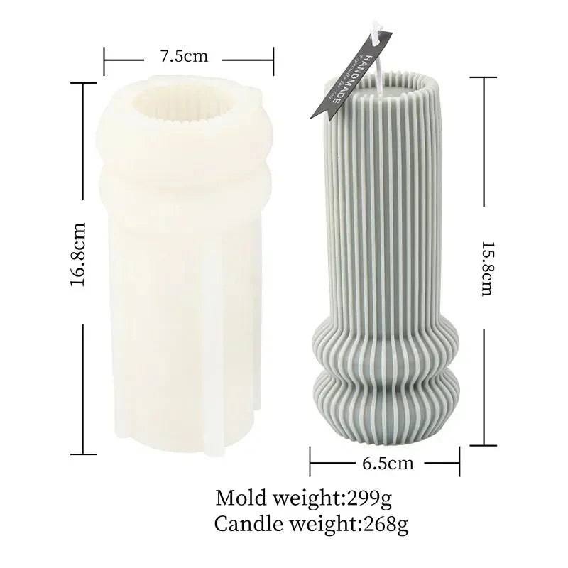 Wave cylindrical candle silicone mold with irregular geometric shape twisted stripes cylindrical candle mold resin gypsum mold