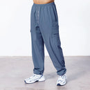 2024 new men's casual slacks Korean version of the trend with pants summer thin drop feeling wide-legged cargo pants