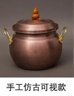 Pure copper handmade thickening stew hot soup pot large healthcare stewpan electromagnetic furnace household porridge pan