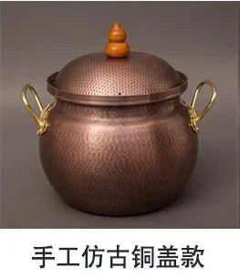 Pure copper handmade thickening stew hot soup pot large healthcare stewpan electromagnetic furnace household porridge pan