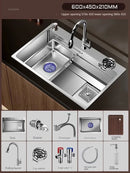 Light Luxury Silver Nano Sink for Kitchen Modern Stainless Steel Three-hole Kitchen Sinks Creative Household Sinks for Balcony
