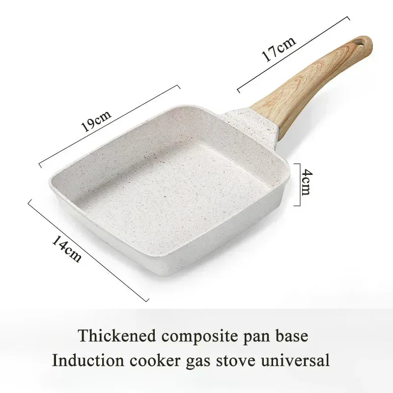 Egg Roll Pan，Tamako cooking pot，Japanese square Omelette with Detachable Anti Scalding Handle for All Stove smokeless pot