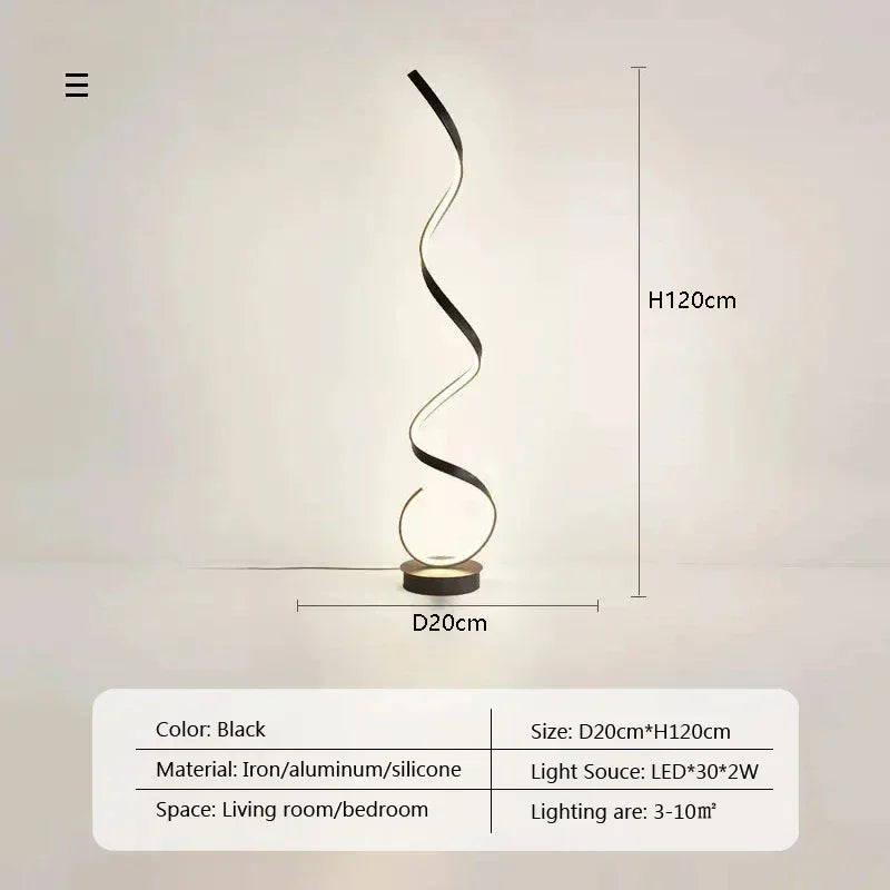 Modern LED Floor Lamp Smart Remote Control Spiral Light Bedroom Living Room Kitchen Sofa Corner Vertical Home Led Lighting Lamps