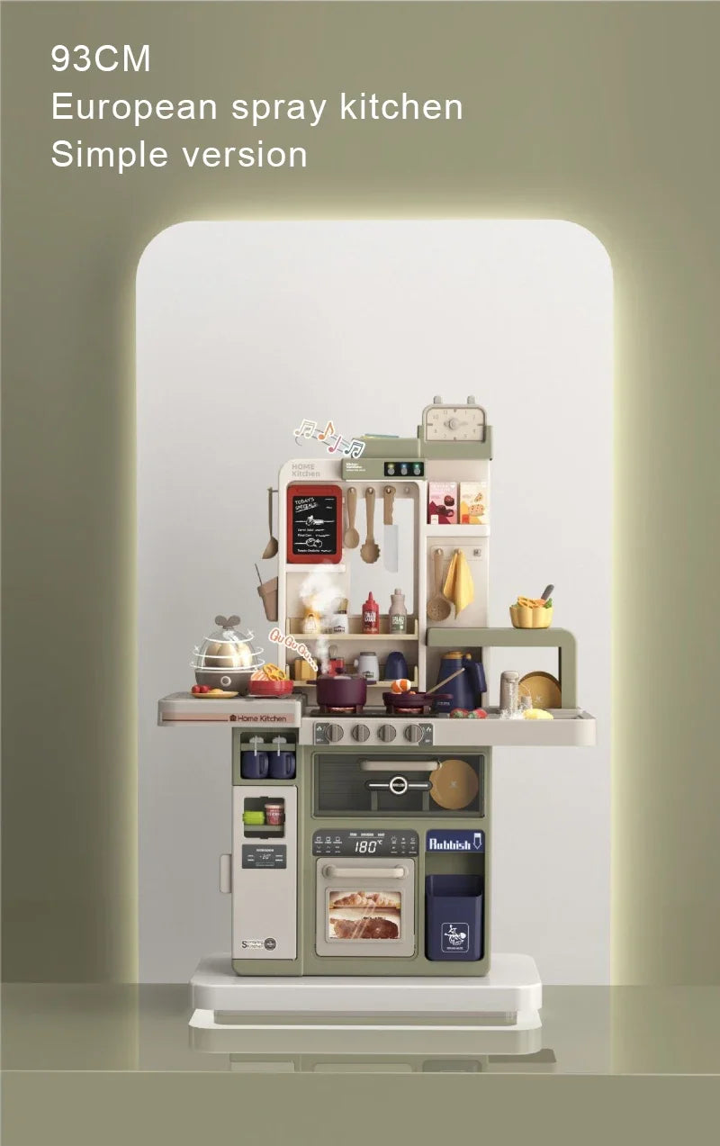 93cm Children's Kitchen Kids Toys, Kids Kitchen Cooking Set Gift Box for Girls, Luxury Version Tableware Set, 88 Accessories