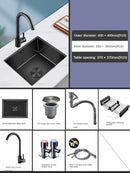 Household Black Sink for Kitchen Italian Metal Dry Handmade Kitchen Sinks Simple Small Light Luxury Kitchen Sinks for Bar