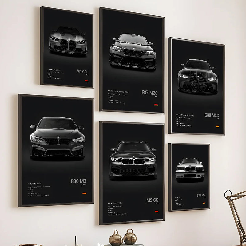 Luxury Black Classic latest sports car F80 M3 M4 M5 Z8 G80 B-BMW Cool Poster Home living room Wall Art Garage Room Decor