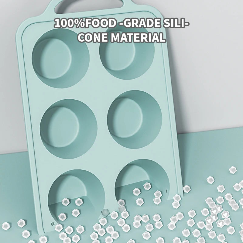 Silicone Muffin Pan, Metal Reinforced Frame Cupcake Pan, Easy to Handle 6 Cup Small Baking Mold Non-stick