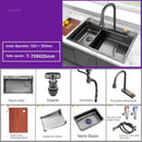 Nordic Metal Kitchen Sinks for Bar Counter Smart Digital Display with Cup Washer Sinks Light Luxury Design Sink for Dining Room