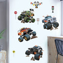 3D Cartoon Automotive Engineering Vehicle Wall Stickers For Kids Room Home Bedroom PVC Decor Cartoon Movie Mural Art Decals