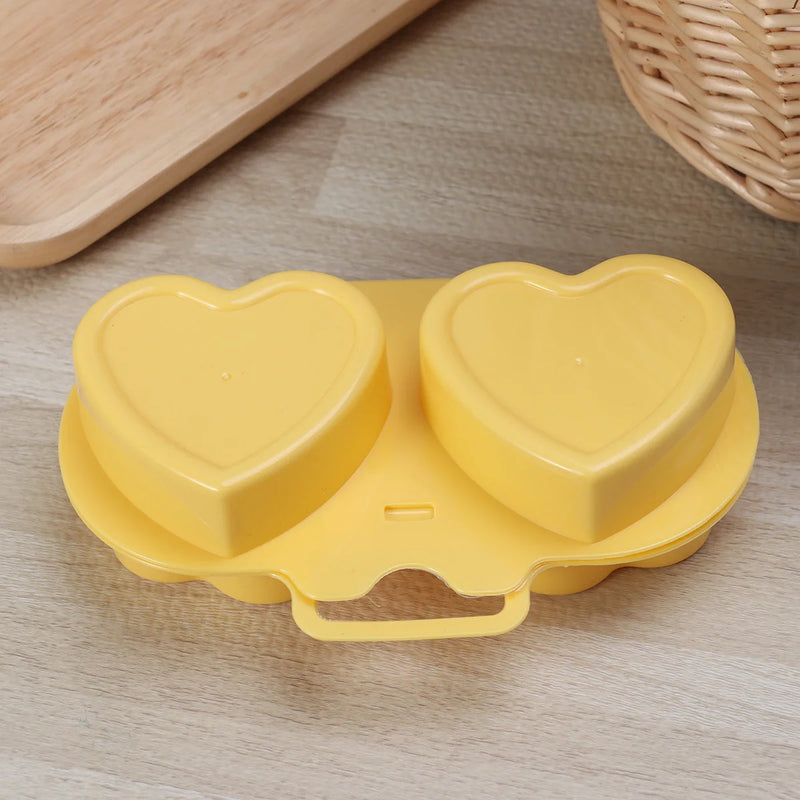 Microwave Egg Cooker Heart Flower Shaped Egg Kitchen Gadgets Silicone Fried Eggs Oven(Flowers + Heart,Yellow)