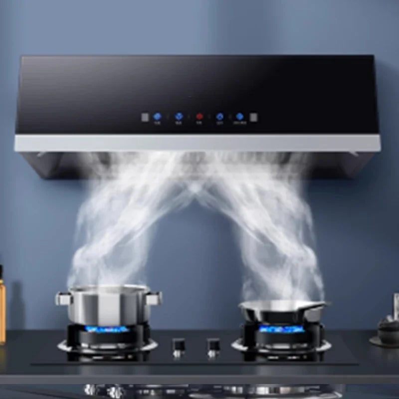 180W Home Kitchen Range Hood Tempered Glass Large Suction Range Hood Top Suction Automatic Cleaning Range Hood