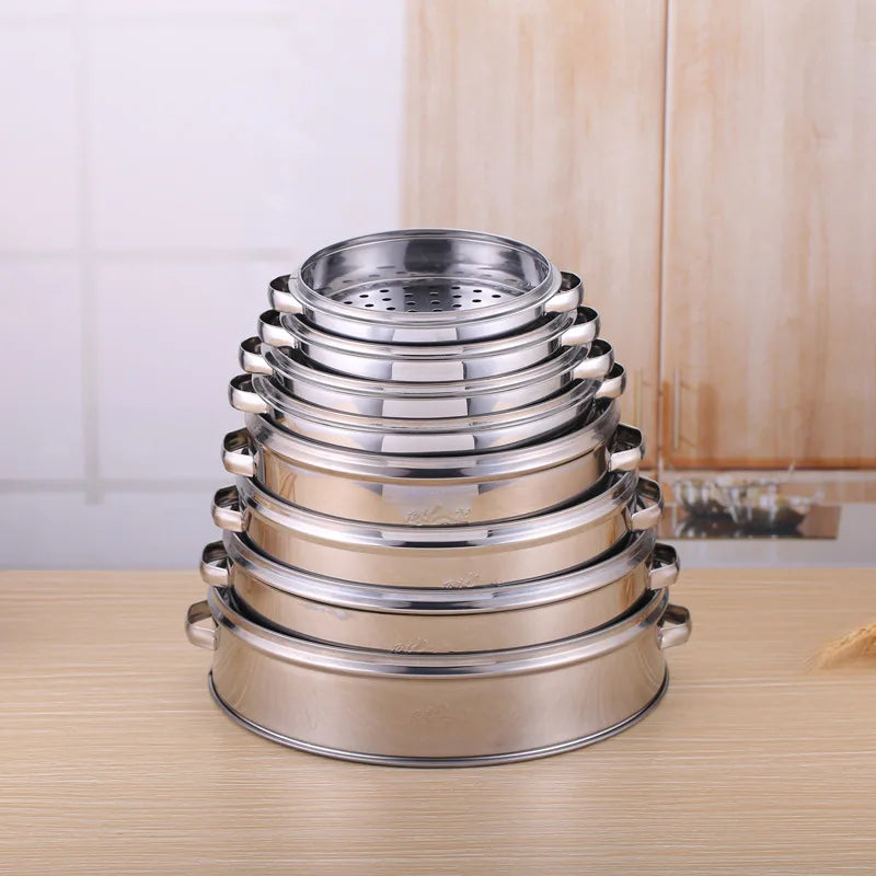16-22cm Stainless Steel Steamer for Dumplings with Handle Rice Pressure Cooker Pot Steaming Grid Tray Kitchen Cooking Accessorie