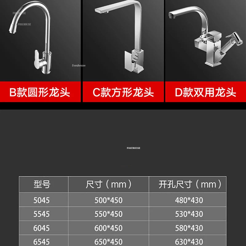 Modern Stainless Steel Kitchen Sinks Home Single Hole Kitchen Sink Under Counter Wash Basin Nano Handmade Kitchen Accessories