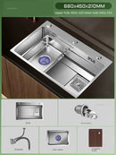 Light Luxury Silver Nano Sink for Kitchen Modern Stainless Steel Three-hole Kitchen Sinks Creative Household Sinks for Balcony