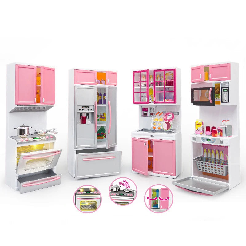 Children's Kitchen Toy Set Simulation Mini Kitchenware Refrigerator Model Girls Play House Toy Gift Box