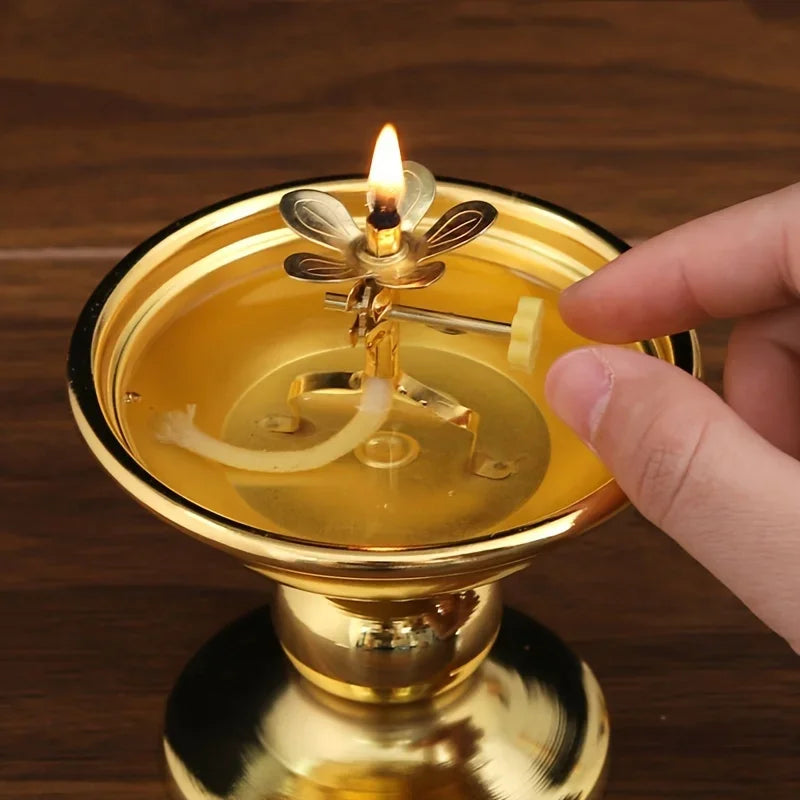 1pc Adjustable Metal Candle Holder Stand Mini Oil Lamp Candle Holder Accessories With Knob Control