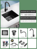 Household Black Sink for Kitchen Italian Metal Dry Handmade Kitchen Sinks Simple Small Light Luxury Kitchen Sinks for Bar