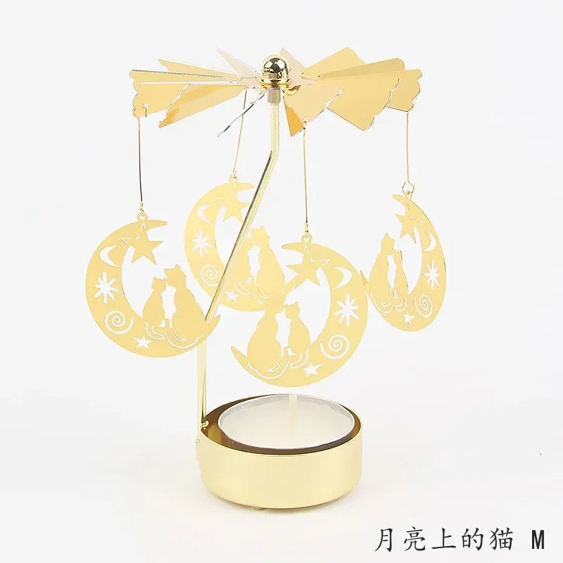 Multi-shape Rotating Candlesticks Snowflake Angel Romantic Tea Party Candle Holder Wedding Christmas Metal Home Decor