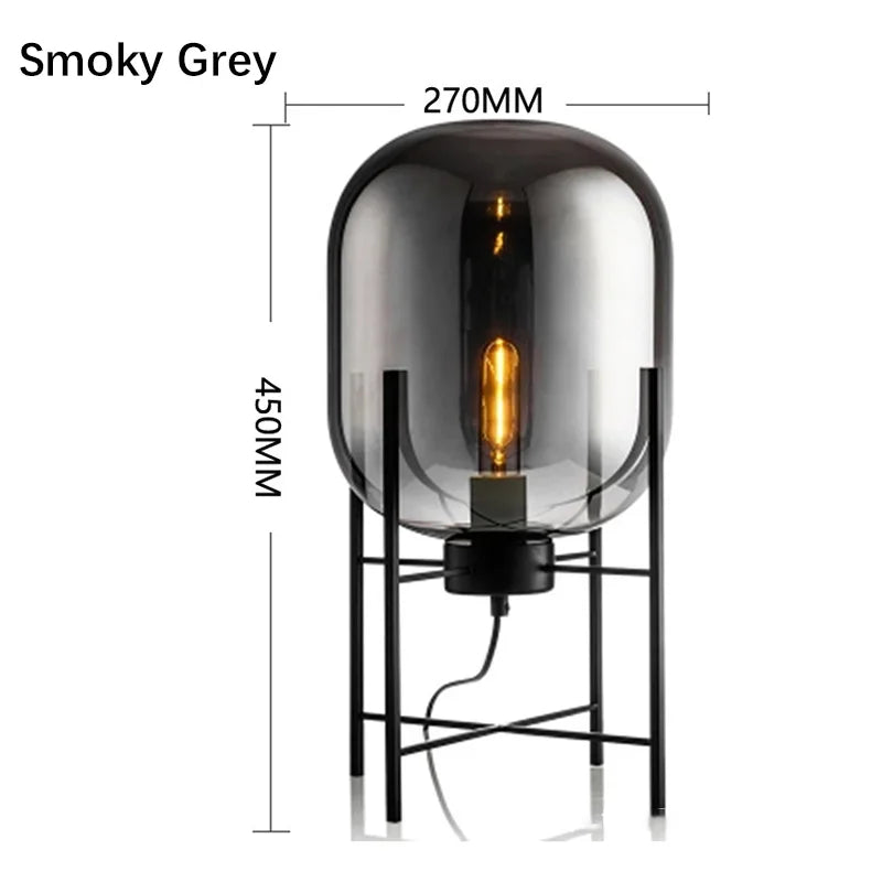 Post-Modern Nordic Glass LED Floor Lamp for Bedside Table Living Room Home Decor Villa Hotel Cafe Standing Light Industrial E27