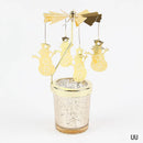 Rotating Candle Stick Holder Gold Candlestick Home Decoration Romantic Valentine's Gift Party Room Decor Carousel Candle Stand
