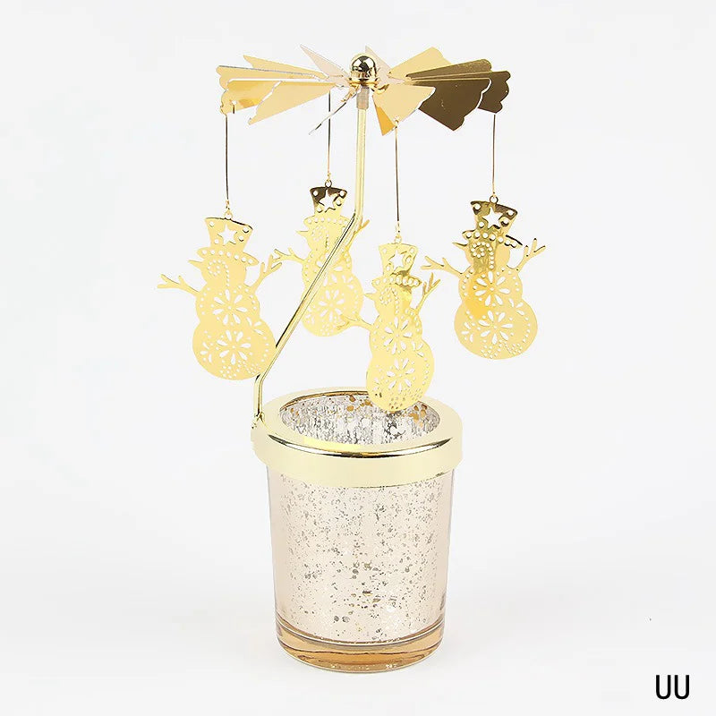 Rotating Candle Stick Holder Gold Candlestick Home Decoration Romantic Valentine's Gift Party Room Decor Carousel Candle Stand