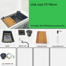 Matte Black Nano Kitchen Sink Above Mount Washing Basin with chopping board 304 Stainless Steel Single black kitchen sink