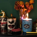 Gold Handmade Ceramic Empty Candle Holder Incense Candles Jar Lady Face Red Lip Cup Living Room Ornaments Home Decoration Box Cr