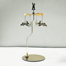 Stainless Steel Gold Round Disc Candlestick Christmas Gift Aromatherapy Running Horse Light Romantic Rotating Candle Holder