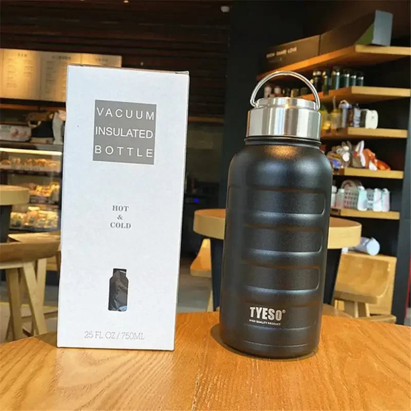 Tyeso Thermos Water Bottle 1000ml 750ml 360ml Double Stainless Steel Vacuum Flask Mug Portable Outdoor Fitness Sports Drinks Cup