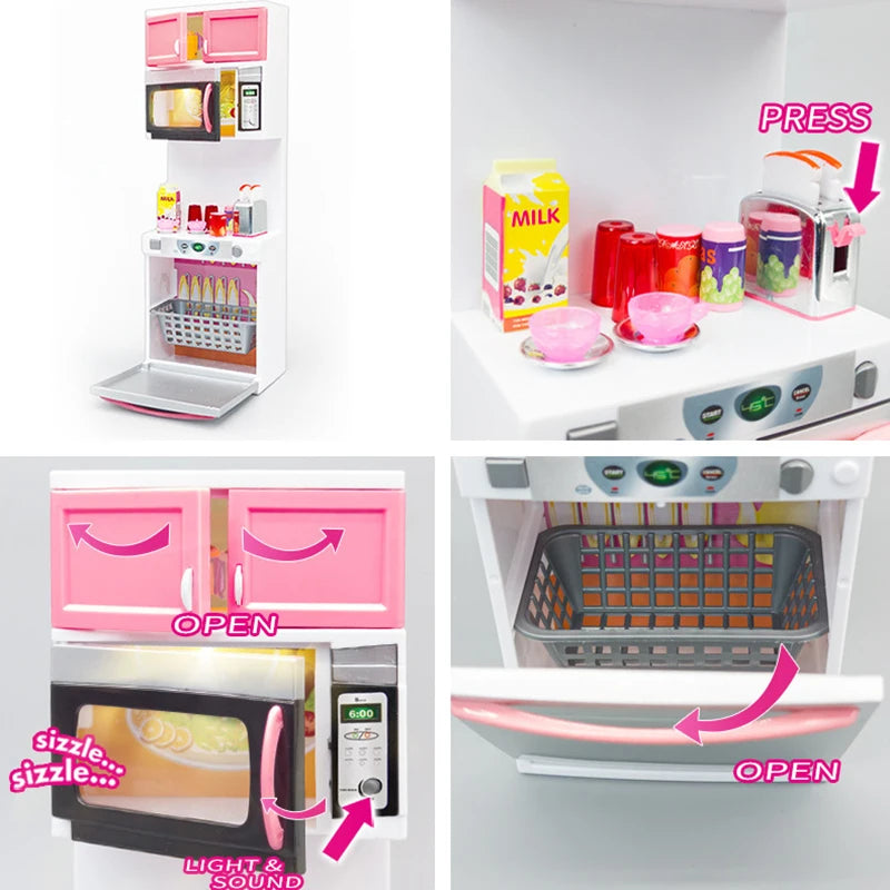 Children's Kitchen Toy Set Simulation Mini Kitchenware Refrigerator Model Girls Play House Toy Gift Box