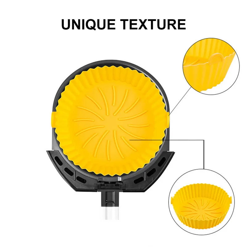 Round Air Fryer Accessories Silicone Tray Mat Grill Pizza Oven Baking Trays Pan Mats Chicken Basket Mat AirFryer Silicone Pots