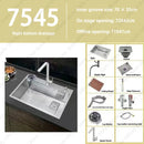 304 Stainless Steel Multifunctional Kitchen Sink Large Capacity Single Bowl Vegetable Workstation Wash/Cut/Drain in One Full Set