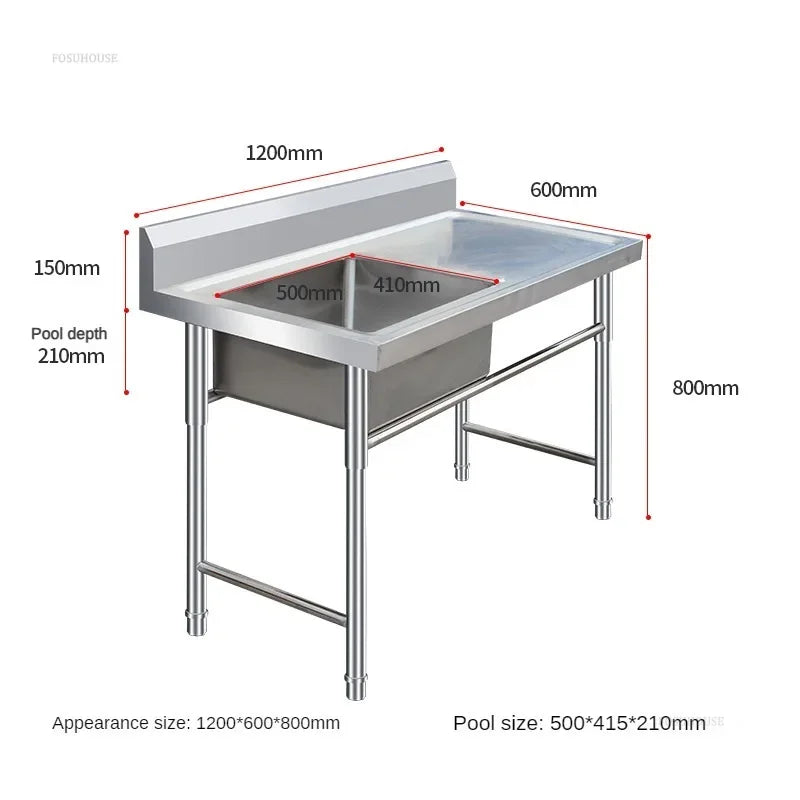 Stainless Steel Kitchen Sinks Washing Sink with Bracket Multifunctional Sinks for Restaurant Commercial Floor Dishwashing Sinks