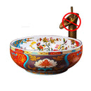 American Art Bathroom Sinks European Ceramic Wash Basin Retro Home Round Single Basin Balcony Toilet Creative Hand Painted Basin