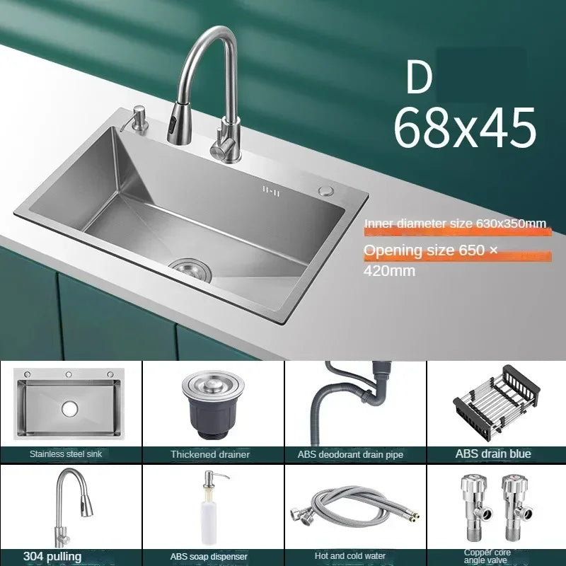 Stainless Steel Chinese Kitchen Sinks for Kitchen Sink Thickened Brushed Process Simple and Creative Kitchen Sink for Restaurant