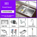 Stainless Steel Kitchen Sink Farmhouse Above Counter Undermounter Single Bowel Wash Basin With Gourmet Faucet Drain Accessories