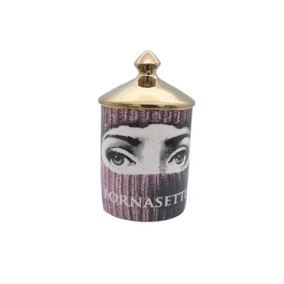 Gold Handmade Ceramic Empty Candle Holder Incense Candles Jar Lady Face Red Lip Cup Living Room Ornaments Home Decoration Box Cr