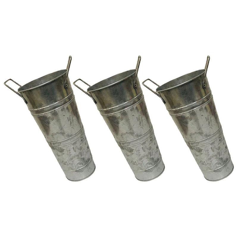 3Pcs Flower Pot Vase Flower Bucket Metal Floral Buckets Jug French Milk Galvanized Holder Country Rustic Planter Flowers Florist