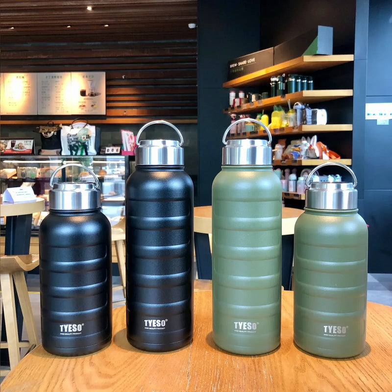 Tyeso Thermos Water Bottle 1000ml 750ml 360ml Double Stainless Steel Vacuum Flask Mug Portable Outdoor Fitness Sports Drinks Cup