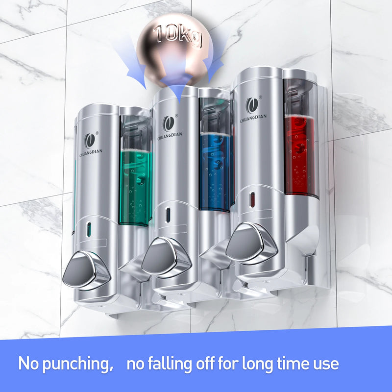 Wall Soap Liquid Dispenser No Drill Bathroom Shampoo and Conditioner Bottle Kitchen Dish Soap Detergent Container 1/2/3*200ML