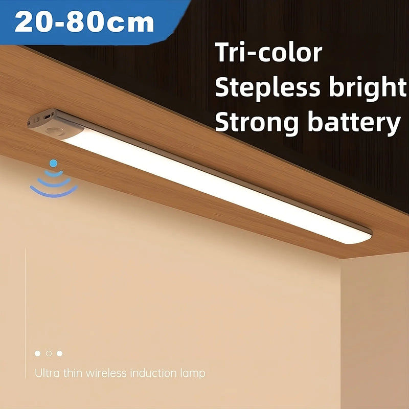 LED Motion Sensor Light Night Wireless Lamp USB Rechargeable Wall Under Cabinet For Bedroom Kitchen Wardrobe Lighting Battery