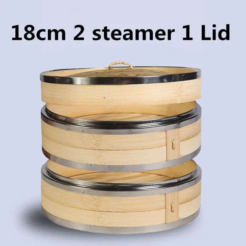 stainless steel Bamboo wooden bun Steamer Kitchen Cookware Fish Rice Dim Sum Basket Rice Pasta Cooker food Steamed stuffed