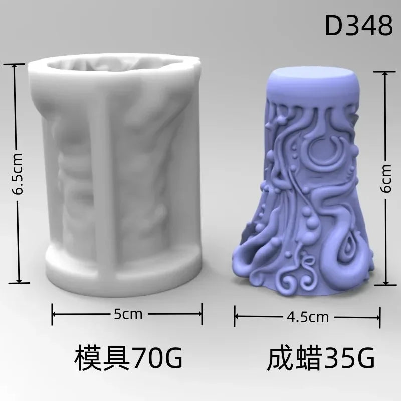 Wave cylindrical candle silicone mold with irregular geometric shape twisted stripes cylindrical candle mold resin gypsum mold